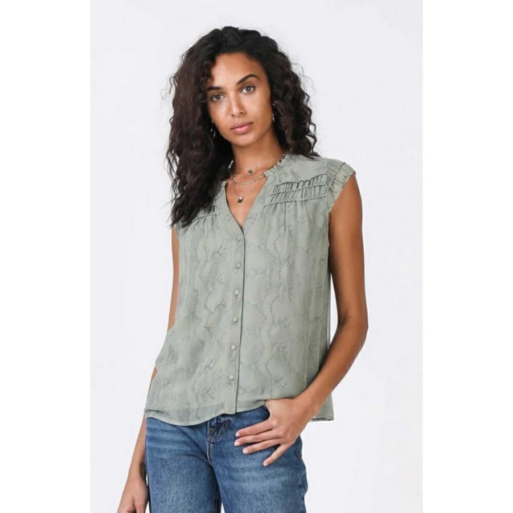 💕CURRENT AIR💕 Button Down Sleeveless Blouse Python Snakeskin Print Medium NWT